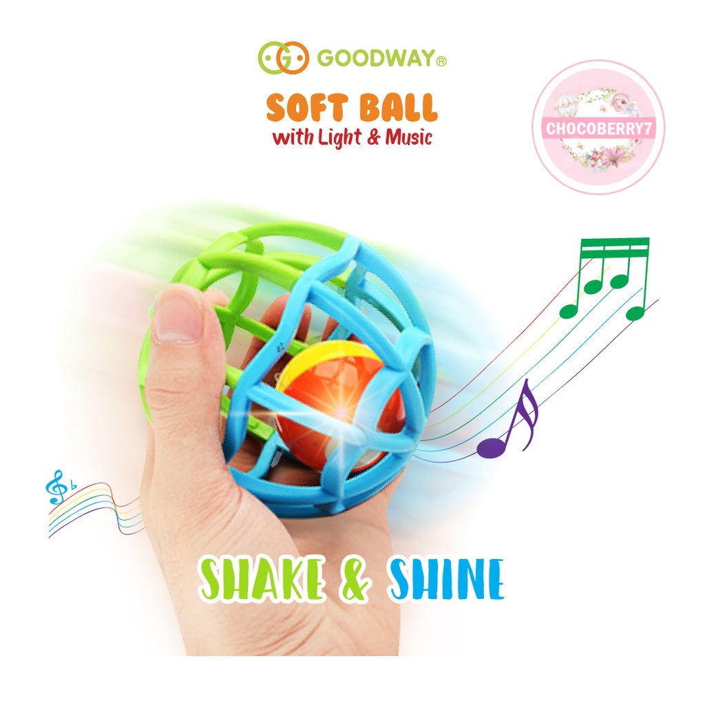 Goodway Soft Ball With Light &amp; Music GWG106 / Teether Rattle Bayi / Mainan Gigitan Bayi Bola / Mainan Bayi