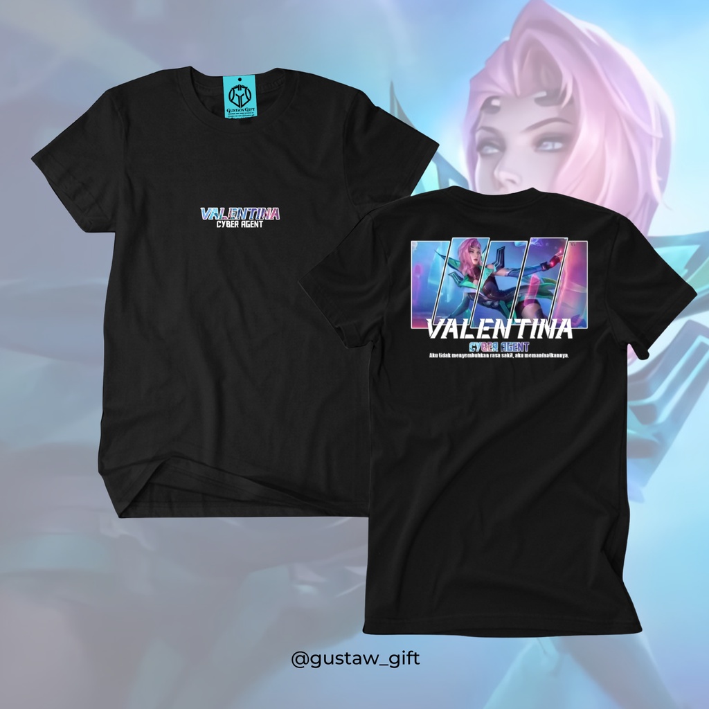 GG T-Shirt VALENTINA Starlight skin Cyber Agent Mobile Legends Kaos Custom Katun Slim-fitting