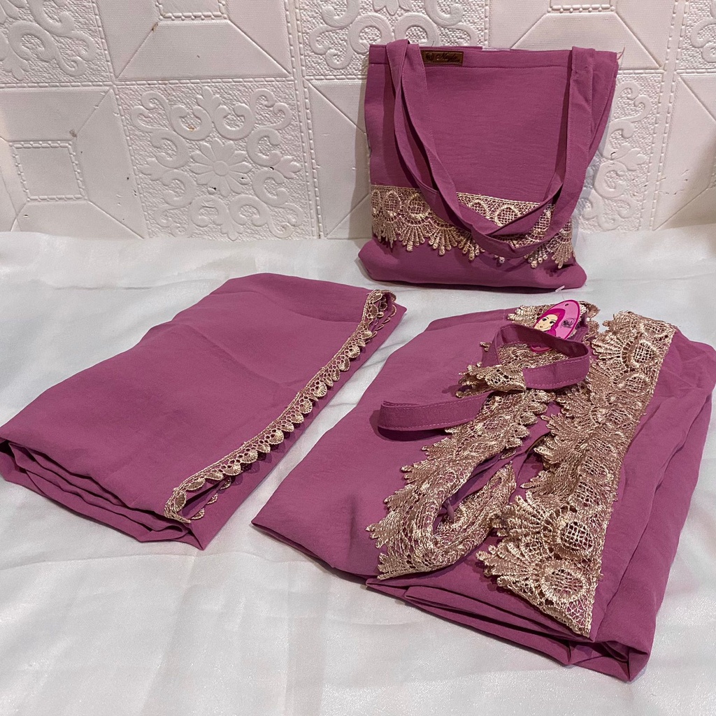 Mukena Anak Mukena Renda Mukena Crinkle Airflow Resleting Dagu Free Tas Safa Hijab
