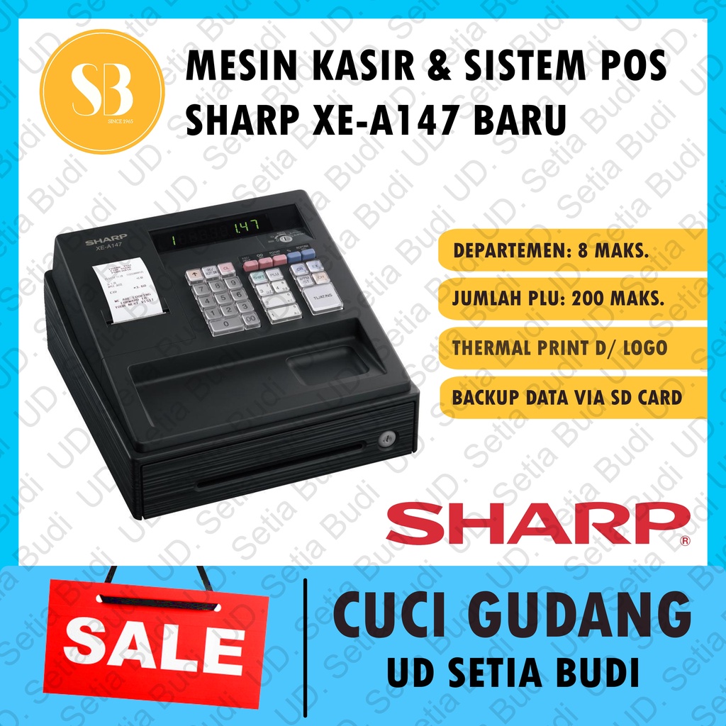 Mesin Kasir dengan POS Sharp XE-A147 200 PLU Cash Register Asli Jepang Baru