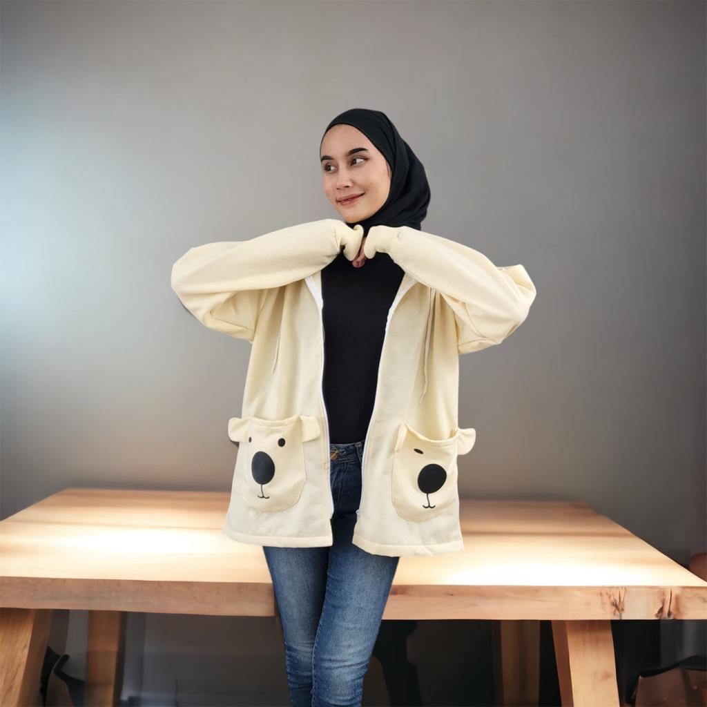 JAKET KARAKTER LUCU KOALA ZIPPER // OUTER WANITA ONESIZE