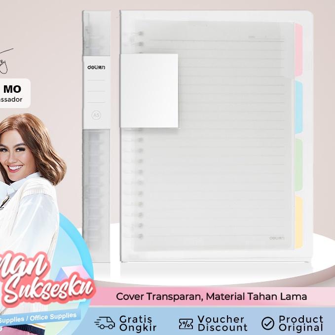 

HOT Product Deli Loose Leaf / Buku Catatan Binder Clip Notebook 60 Lembar QHX560 