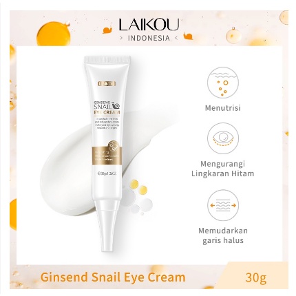 READY NEW LAIKOU Ginseng Snail Eye Cream Menghilangkan Lingkaran Hitam Kantung Mata / LAIKOU Ginseng