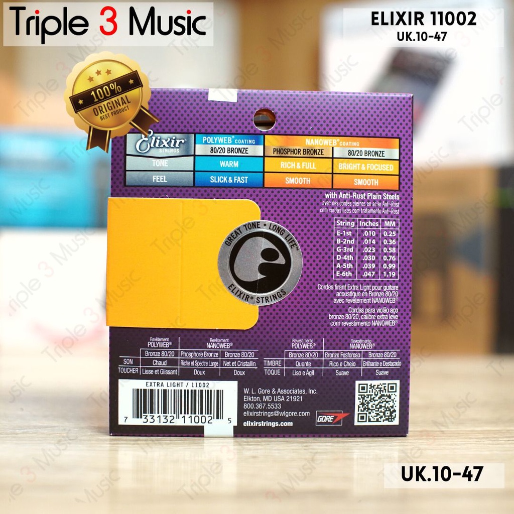 Elixir 11002 10-47 Nanoweb senar gitar akustik ORIGINAL