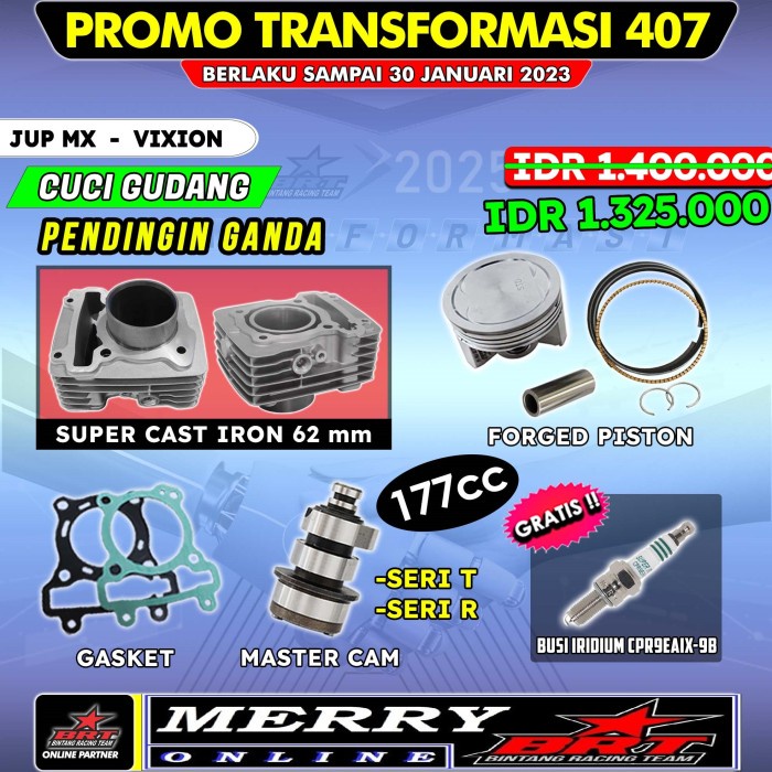 Paket Bore Up Brt 407 Yamaha Jupiter Mx / Vixion Old / R15 Kode 097
