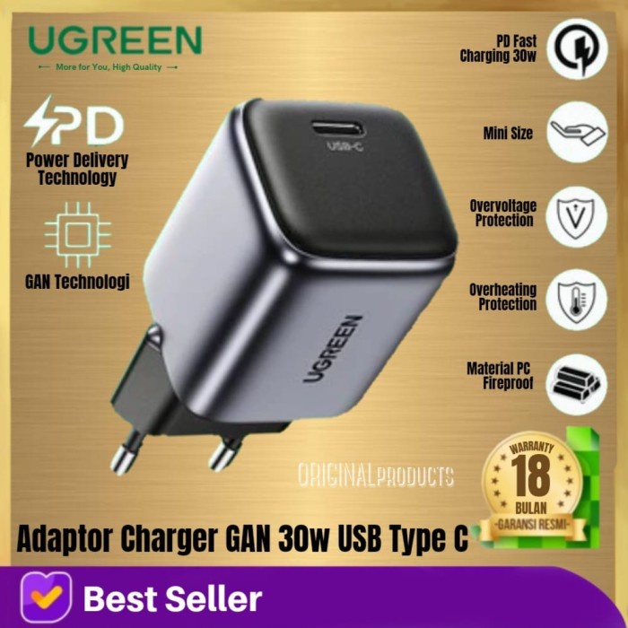 Charger Ugreen Charger 30W Adaptor Mfi Iphone Android Watt Super Fast Charging