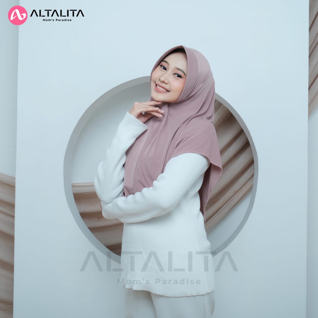 Altalita - Jilbab Bergo Hamidah Size S Kerudung Langsungan Label Besi Hijab Instan Jersey Premium Terbaru Shafira Series