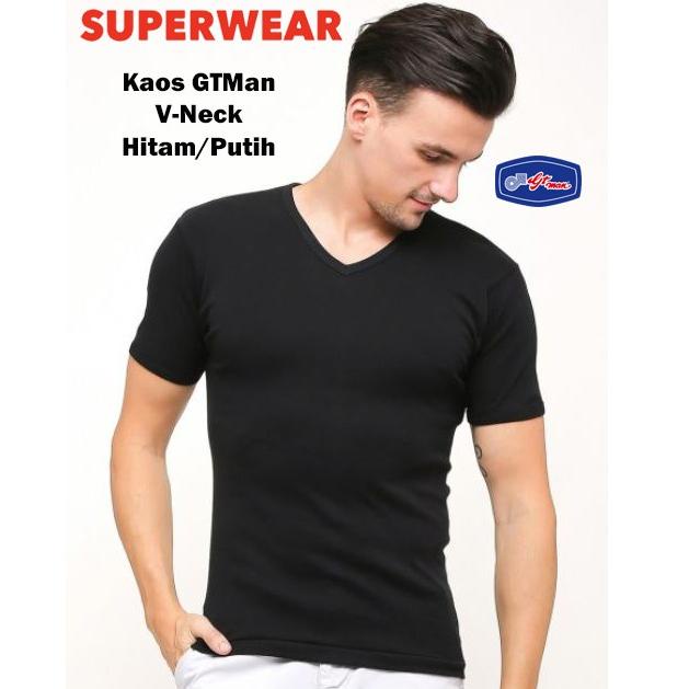 ご Kaos Polos Pria GT Man | V-Neck | Hitam Putih | Kaos Oblong Pria GT Man NEW PRODUCT 93K
