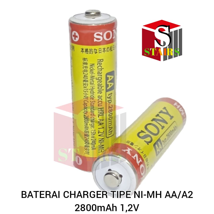 Baterai Charger/ Baterai Cas/ Isi Ulang NI-MH AA/ A2 2800mAh 1,2V ISI 2 PCS