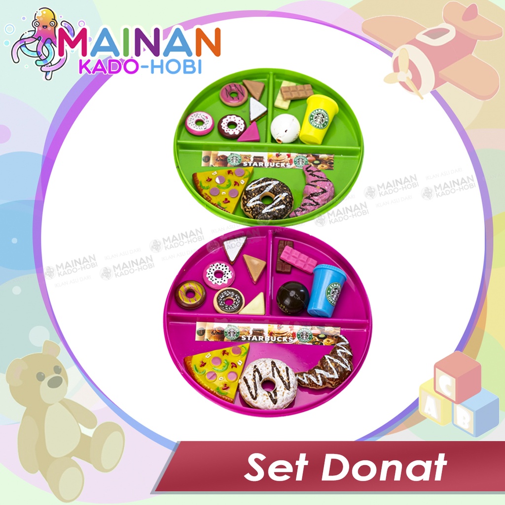 SET MAINAN ANAK PERAN EDUKASI MINIATUR MASAKAN DESSERT KUE DONAT COKELAT PRETEND TOYS