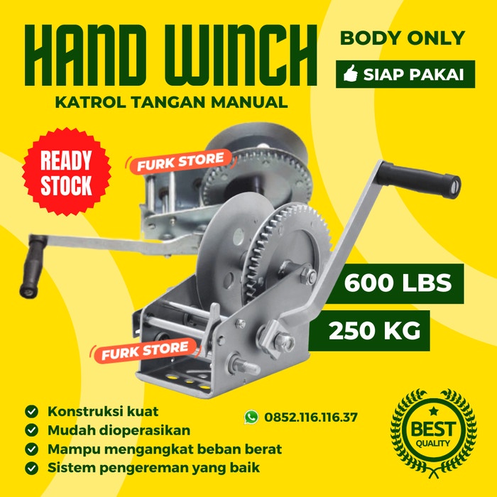 Terlaris Hand Winch 600Lbs, Boat Winch Manual, Katrol Tangan Manual