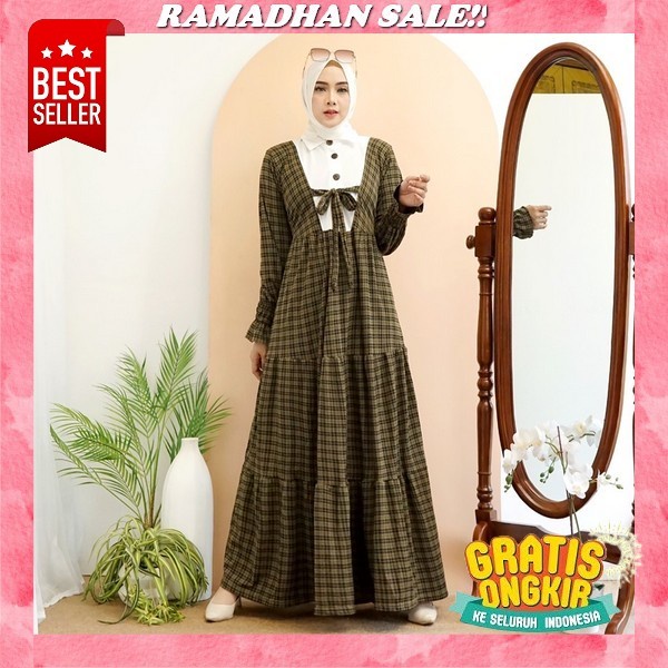 [ Cod ] Gamis Wanita Terbaru Ethica Ayumi 254 Coklat // Gamis Dewasa Katun Original Ethica Seply Vel