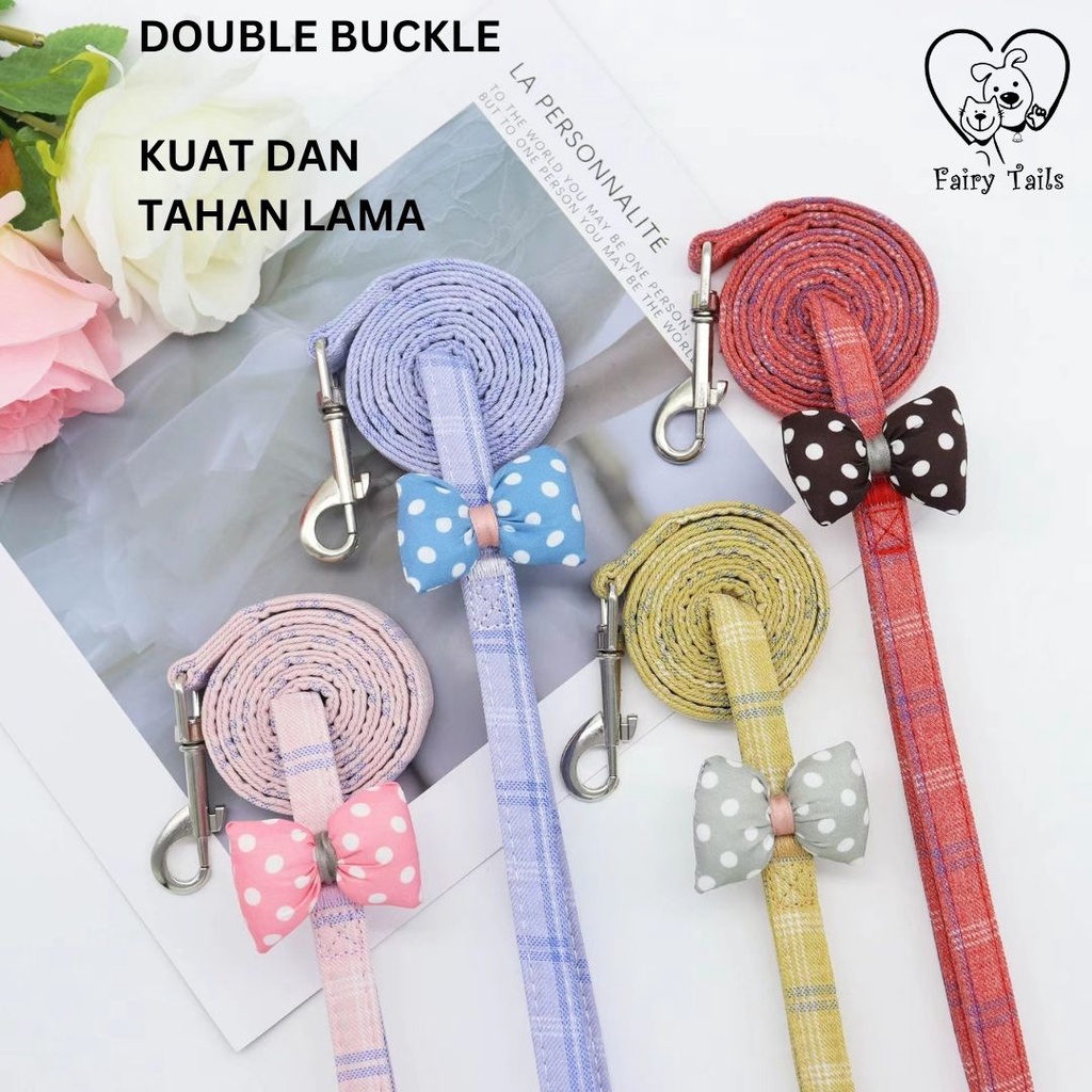 Harness Pita dan Tali Tuntun Untuk Anabul Kucing dan Anjing Travel Outdoor | Pet Cat Dog Leash with Ribbon Harness Y