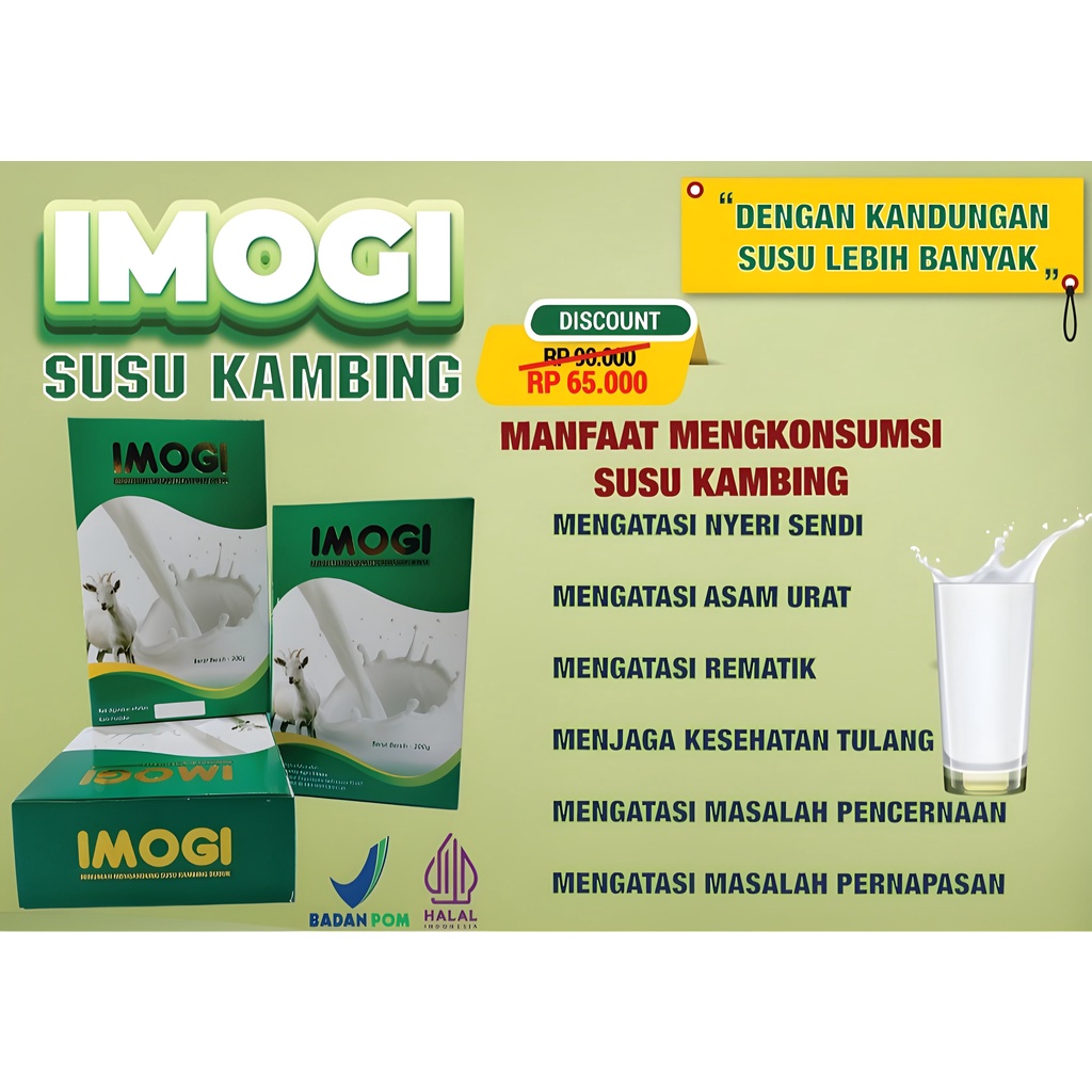 

Susu Kambing IMOGI 200 Gram | Susu Kambing Bubuk IMOGI