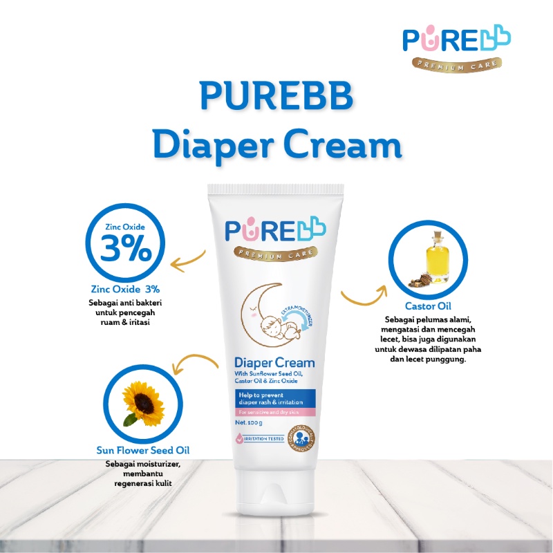 PURE BABY Diaper Cream Pencegah Ruam Popok Bayi [100gr]