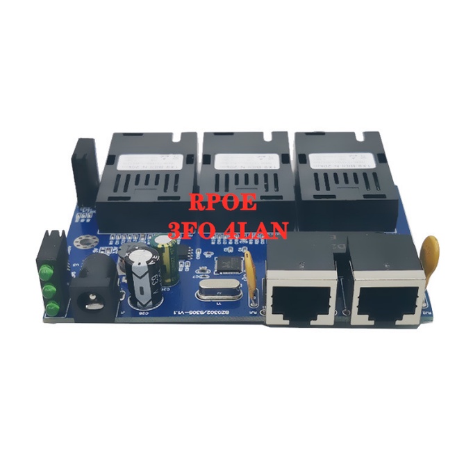 10/100M RPOE 3sc 2RJ45 PCBA Board 25KM Reverse POE 3F2E Fiber Optic Media Converter PCBA