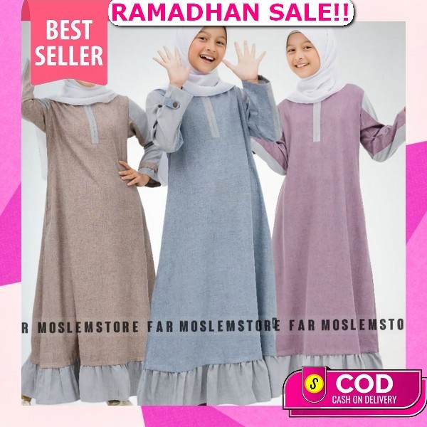 Gamis Anak Perempuan Muslimah Tanggung Terbaru Kekinian 2023 Tanggung Usia 5 Sampai 14 Tahun Gamis A