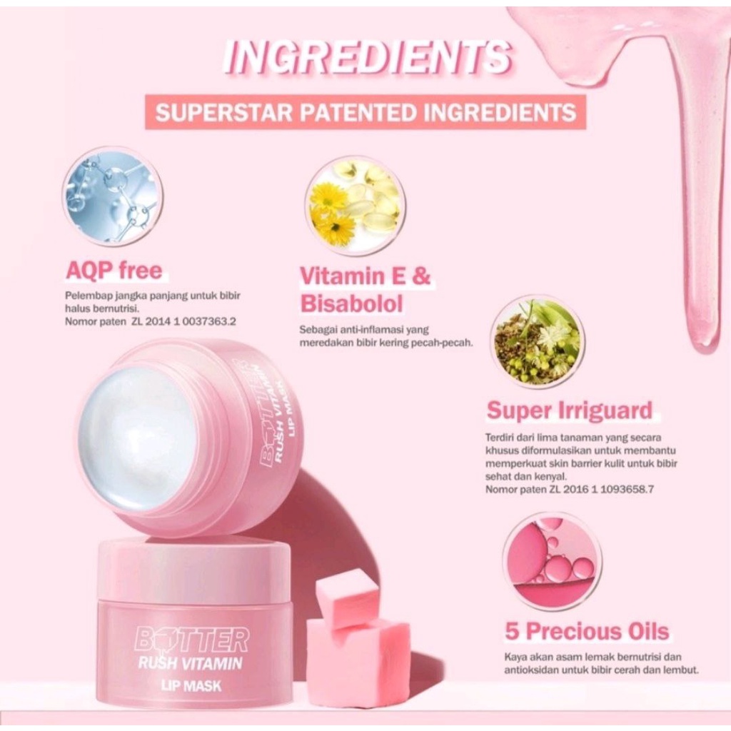 BARENBLISS BUTTER RUSH VITAMIN LIP MASK MOISTURIZING LIP BALM LIP MASK