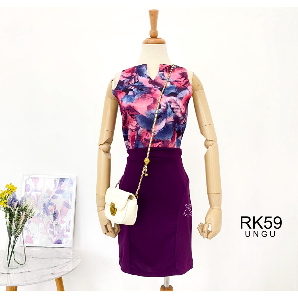 RK59 - ROK SEPAN UNGU BASIC CREPE ROK KERJA WANITA ROK IMPORT MURAH