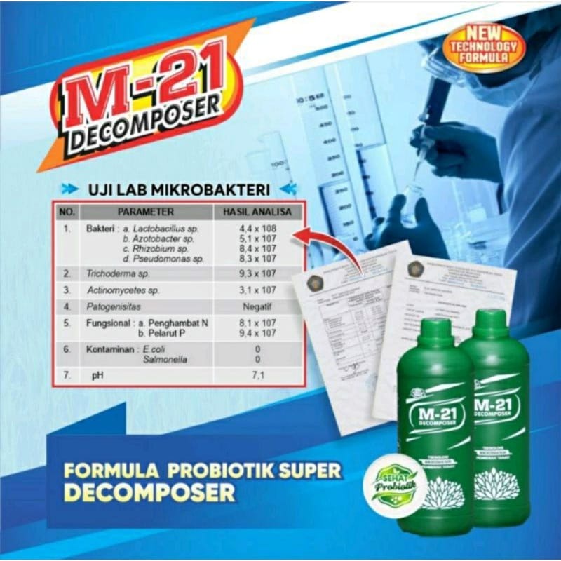 1 DUS M21 Dekomposer Lebih Efekktif dan Efisien Teknologi Mikrobakteri Pembenah Tanah Isi 1 Liter x 12 Botol