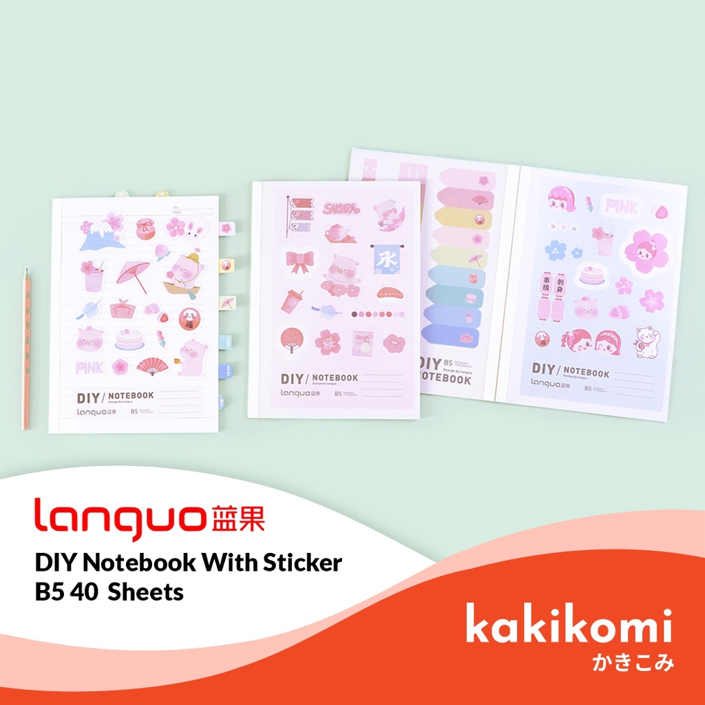 

Buku Tulis Sekolah B5 DIY Languo 40 Sheets Notebook with Stickers Karakter Lucu Murah