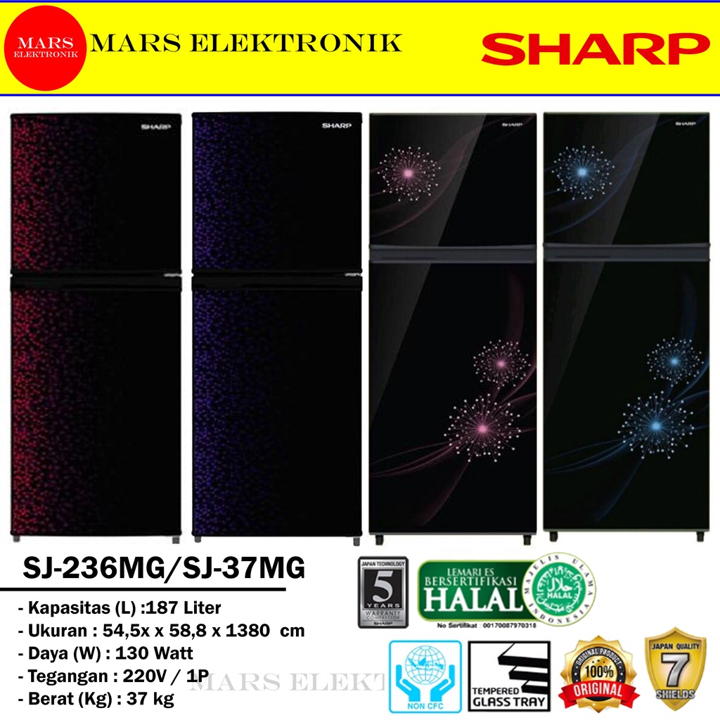 KULKAS SHARP SJ-236MG SJ-237MG / 187 LITER /  SJ 236 MG / SJ 237 MG / READY / FREE ONGKIR MEDAN