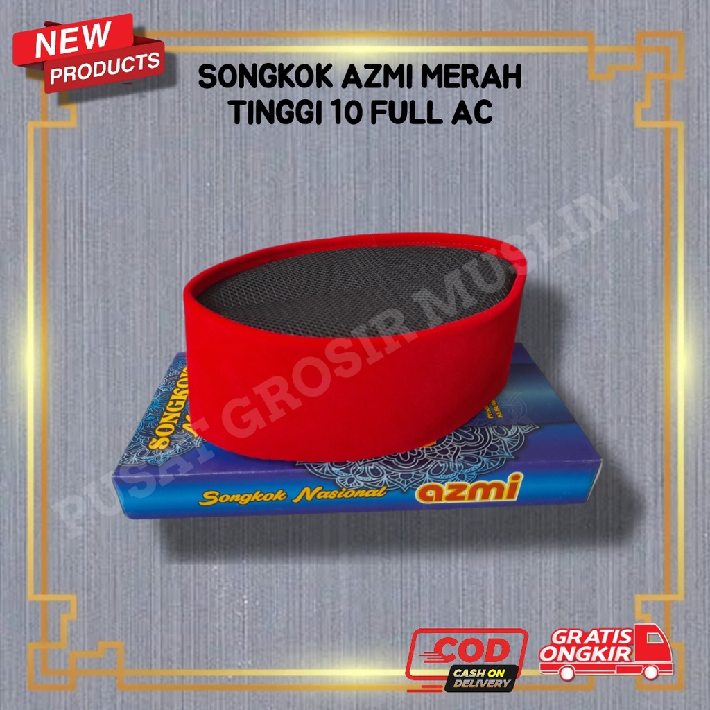 Songkok Nasional Merah Peci Kopiah Songkok Azmi Polos FULL AC Tinggi 10 Kualitas Premium!!!