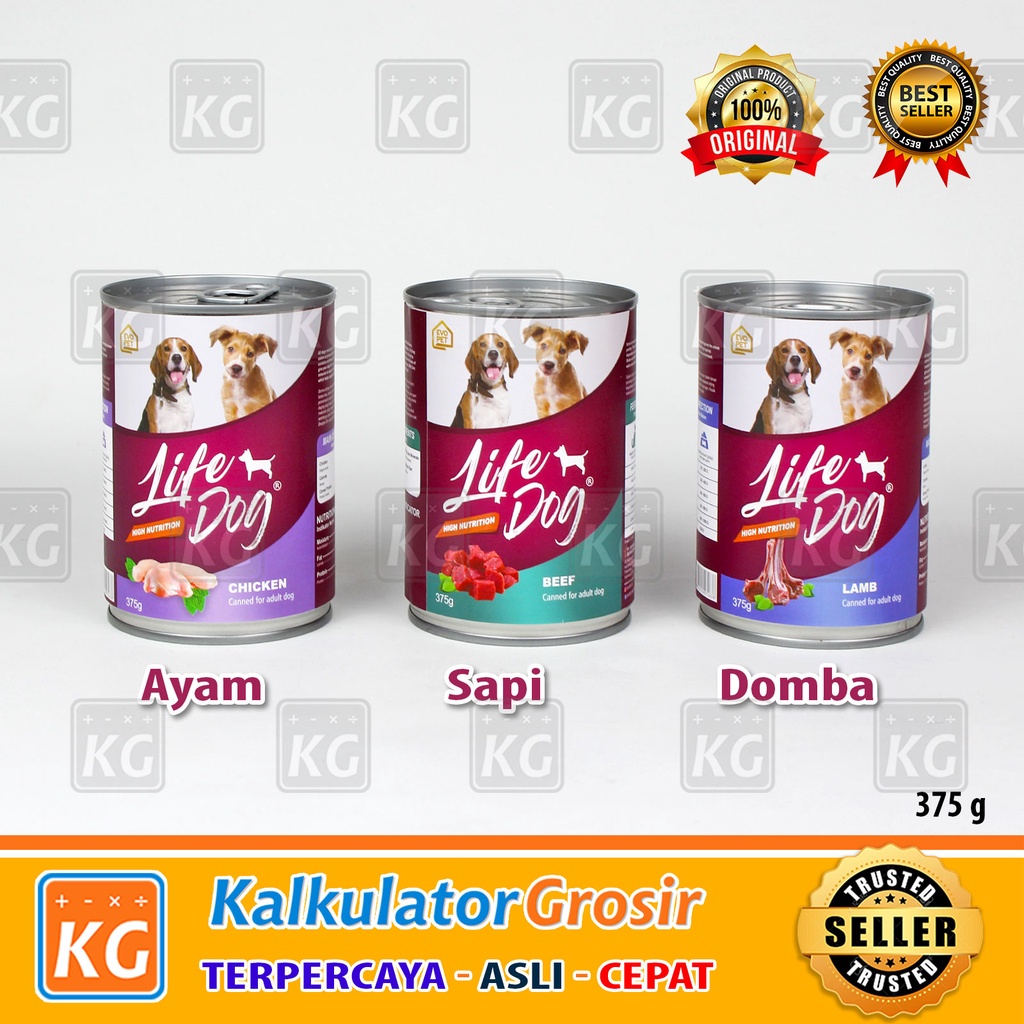 Life Dog Wet Dog Food All Stage 375gr Beef / Chicken Bukan Yummy Makanan Kaleng Daging Basah Anjing