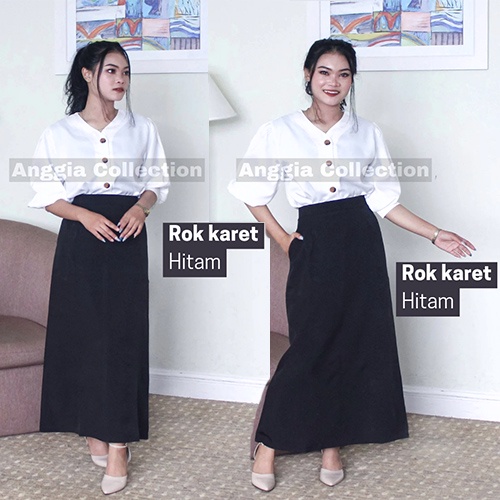 Rok Kerja Model A Full Karet-Rok Wanita-Rok Kantor-Rok Kuliah-Rok A Syakira terbaru