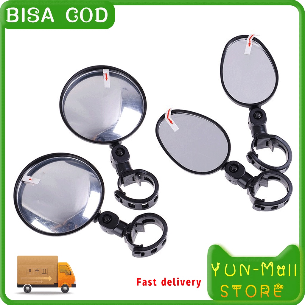 YUN Mall Spion Sepeda Bulat Rotasi 360 Adjustable Spion Jalu Sepeda Kaca Spion Bulat Untuk Handle Sepeda