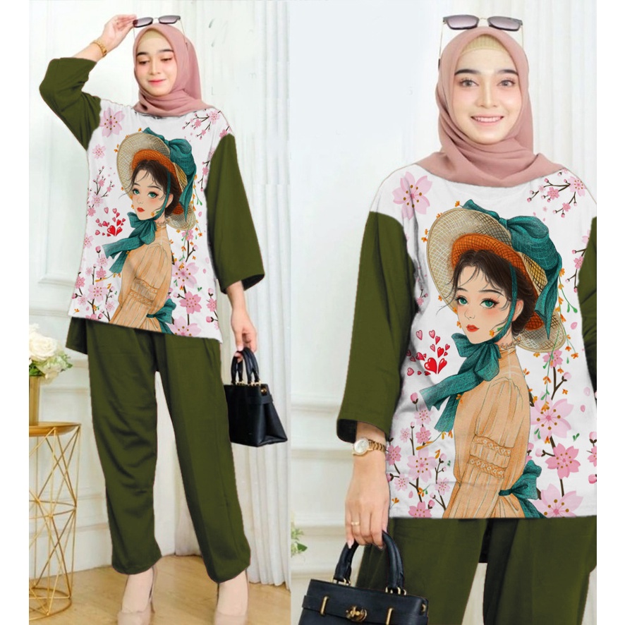 VF - ONESET ATASAN CELANA OVERSIZE WANITA SAKURA