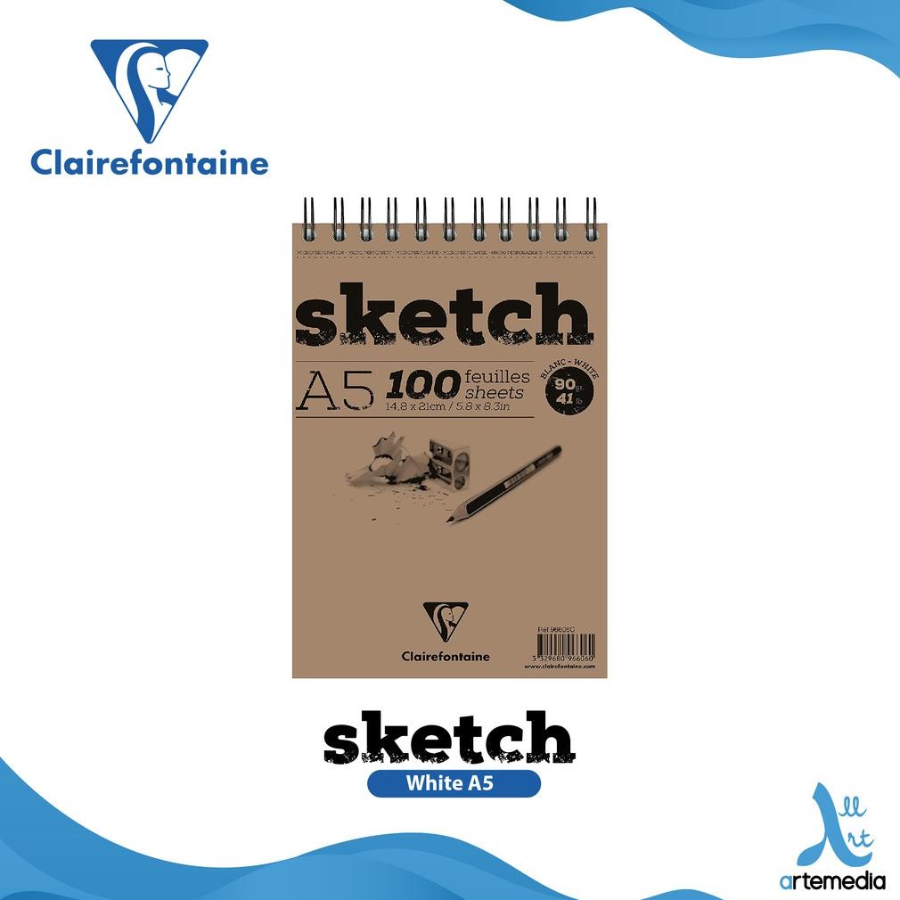 

Buku Sketsa Clairefontaine A5 Sketch White Wirebound Pad