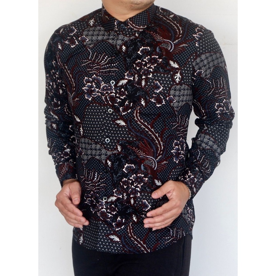 Baju Batik Pria Slimfit Kemeja Lengan Panjang Hem Slim Fit LBL 1956