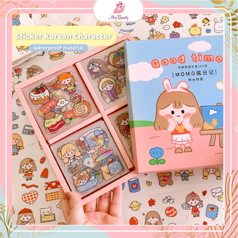 MSY Sticker Momo 48pcs/100pcs Stiker Motif Kartun  Untuk Dekorasi Diary Aesthetic/ Anti Air Untuk Dekorasi Import