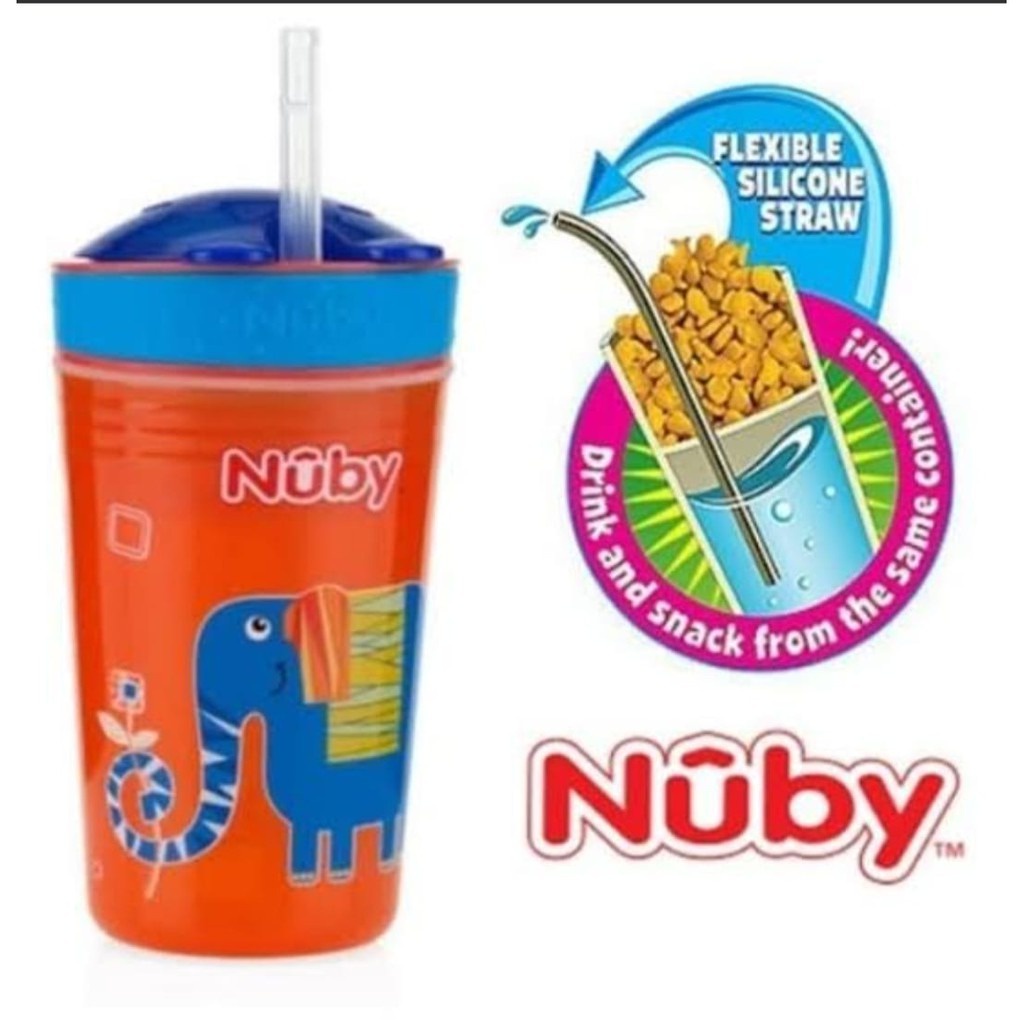 NUBY SNACK N SIP CUP WITH STRAW 270ML