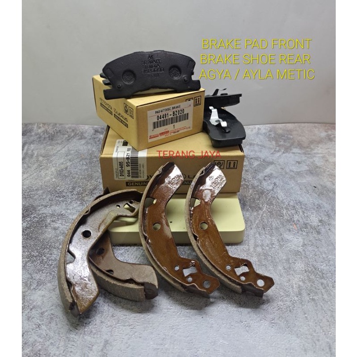 PAKET KAMPAS REM DEPAN , KAMPAS REM BELAKANG TOYOTA AGYA AYLA METIC / AT (OEM)