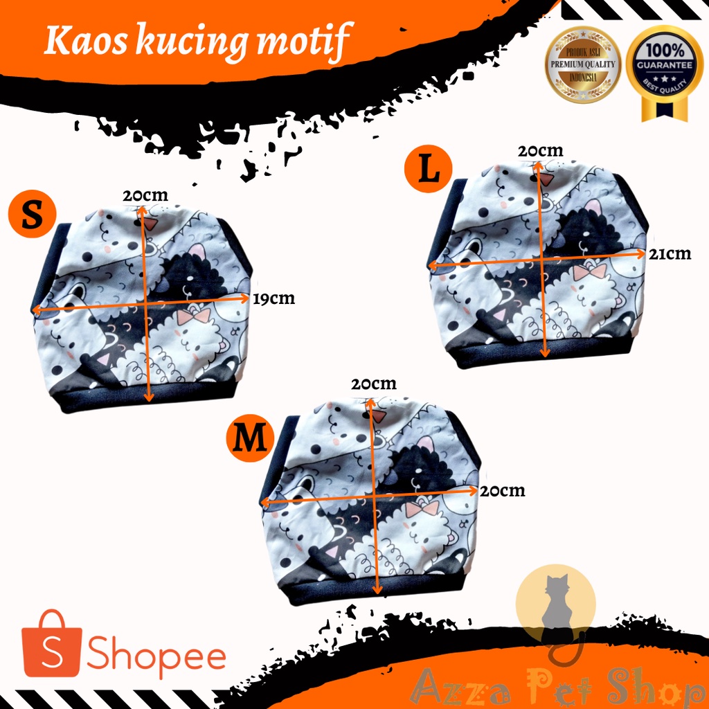 Kaos kucing motif lucu bahan katun adem / pakaian hewan kucing motif lucu