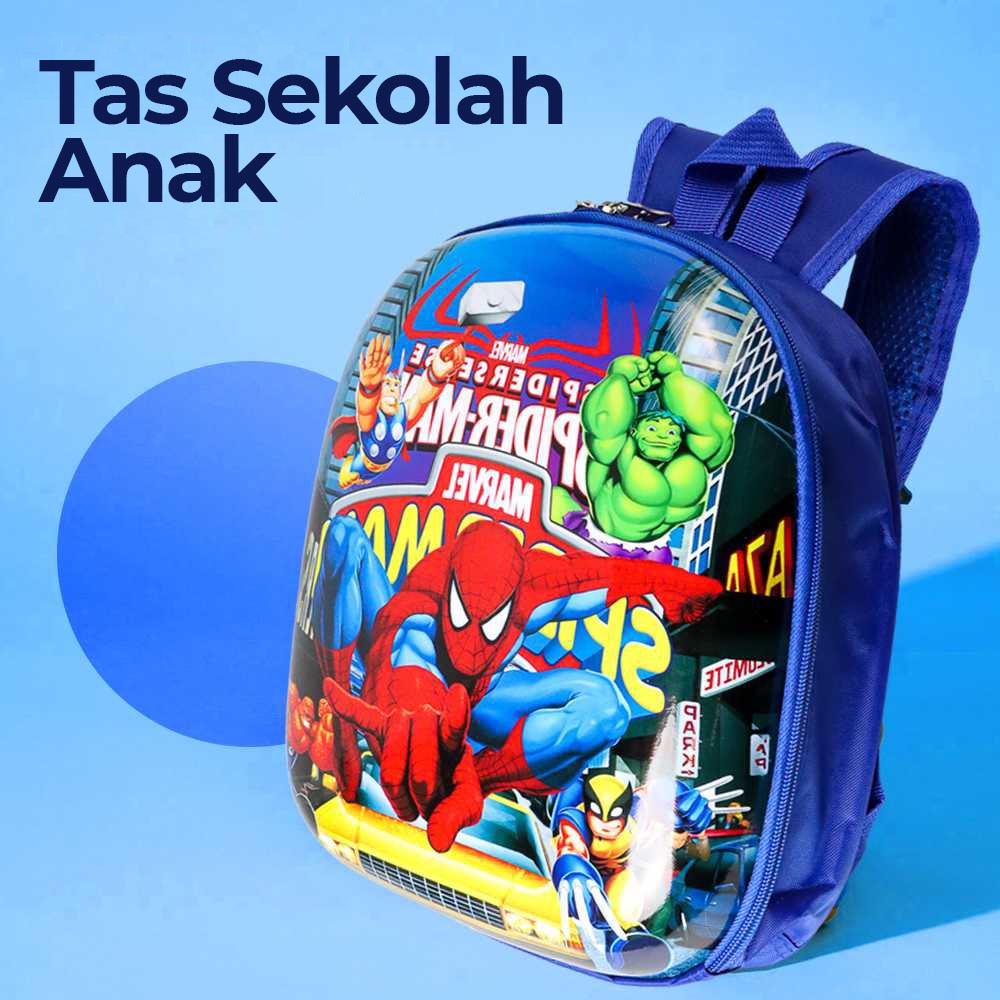 Tas Ransel Anak Sekolah Backpack Karakter Kartun Superhero - ZH28