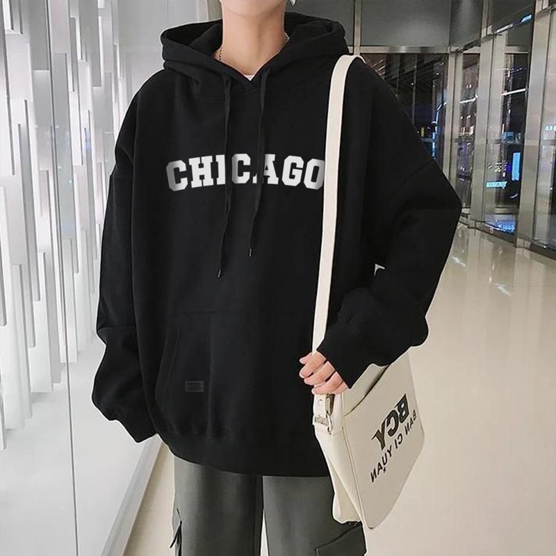 Parisdivarious Sweater Hoodie Jemper Chicago Bahan Fleece Size S - XXL (Pria &amp; Wanita)