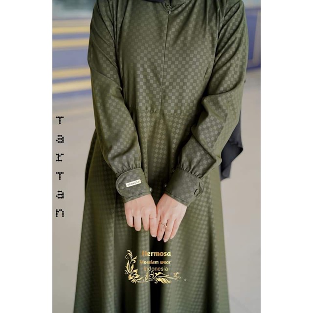 (Hermosa)Gamis embos hermosa syari army-gamis wanita syari army-Gamis army-pakaian muslim wanita