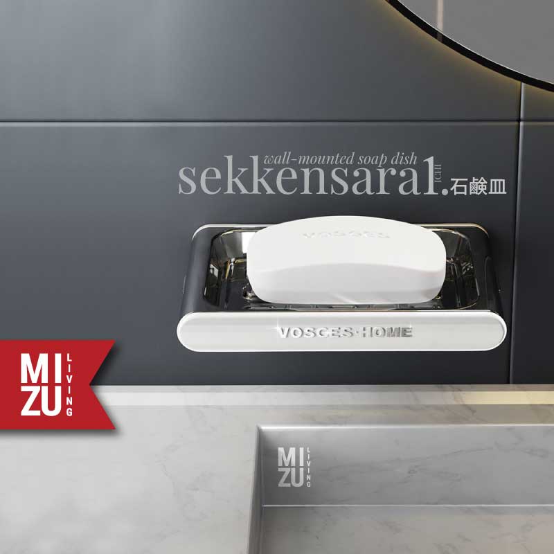 MIZU SEKKENSARA-ICHI Wall-Mounted Soap Dish Tempat Sabun Batang Tempel Dinding Kuat Rak Sabun Batang