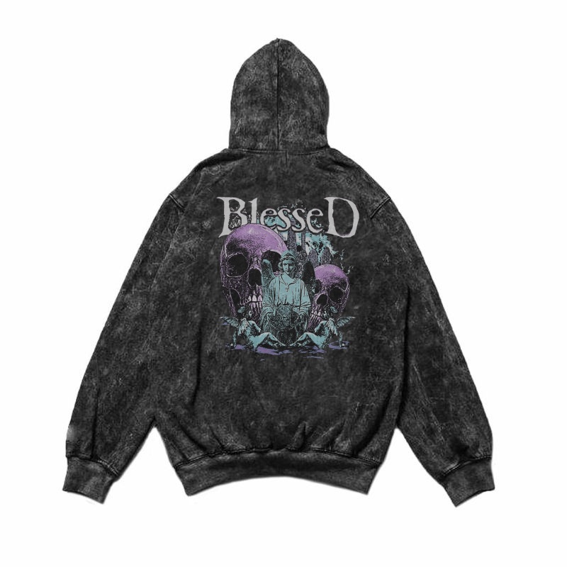 [Washing] Sweater Hoodie Washed Distro Motif BLESSED | Jaket Hoodie Sandwash Pria