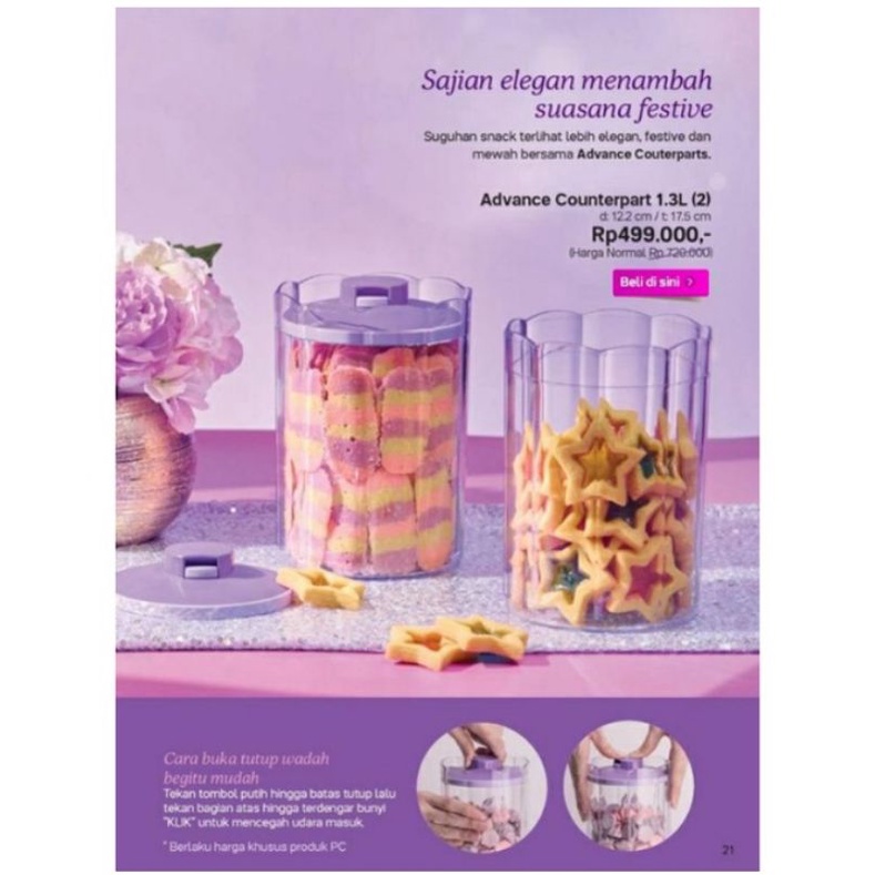 Advanced counterpart 1,3 L tupperware / counterpart 1,3 L gradasi ungu 1 pcs