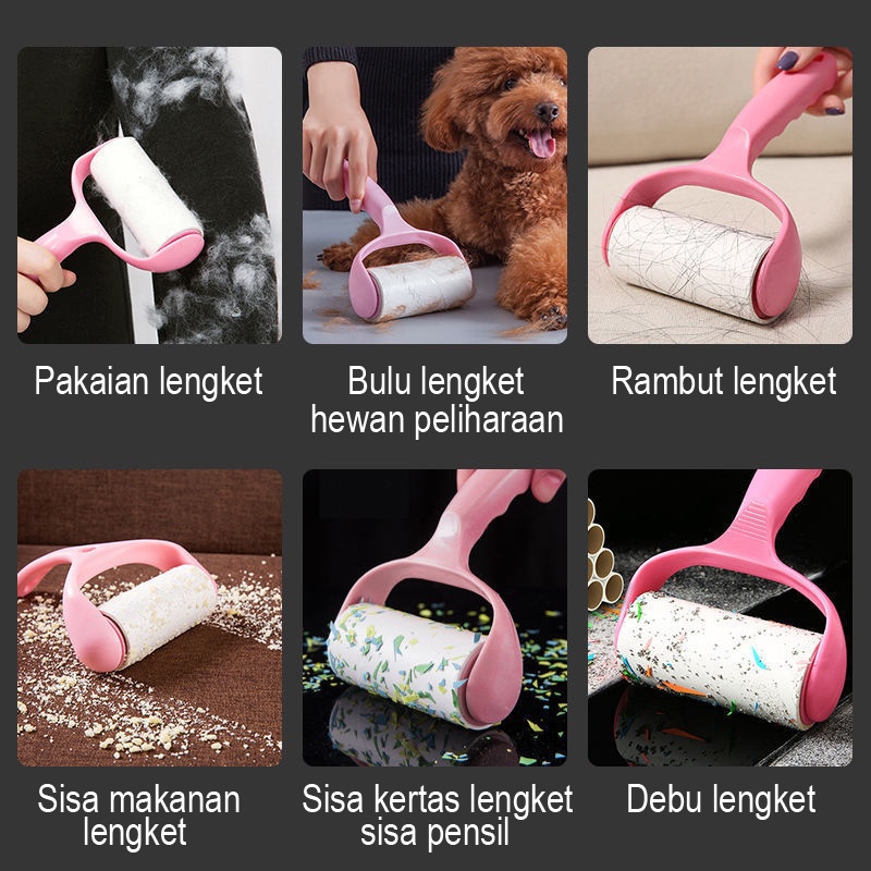 Rol Pembersih Debu Dan Bulu Alat Roller Perlengket Bulu Kucing Pakaian Baju Refill Rol Roll Sticky