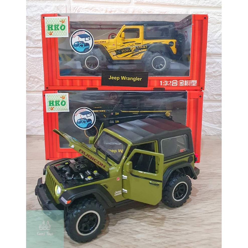 Diecast Mobil Jeep Wrangler Rubicon Pullback Lampu Suara 1:32 CZ13
