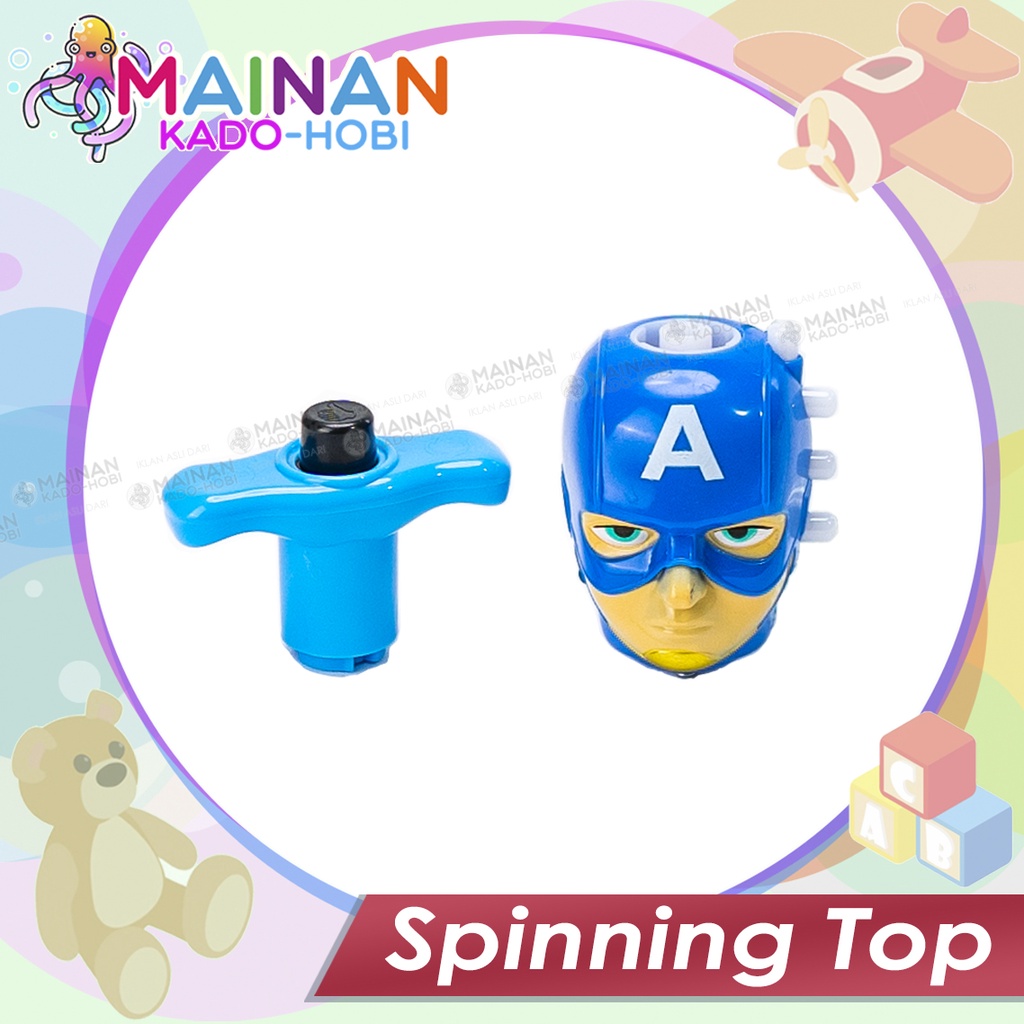 MAINAN ANAK TRADISIONAL SPINNING TOP GANGSING KARAKTER SUPERHERO AVENGERS NEW CAPTAIN AMERICA