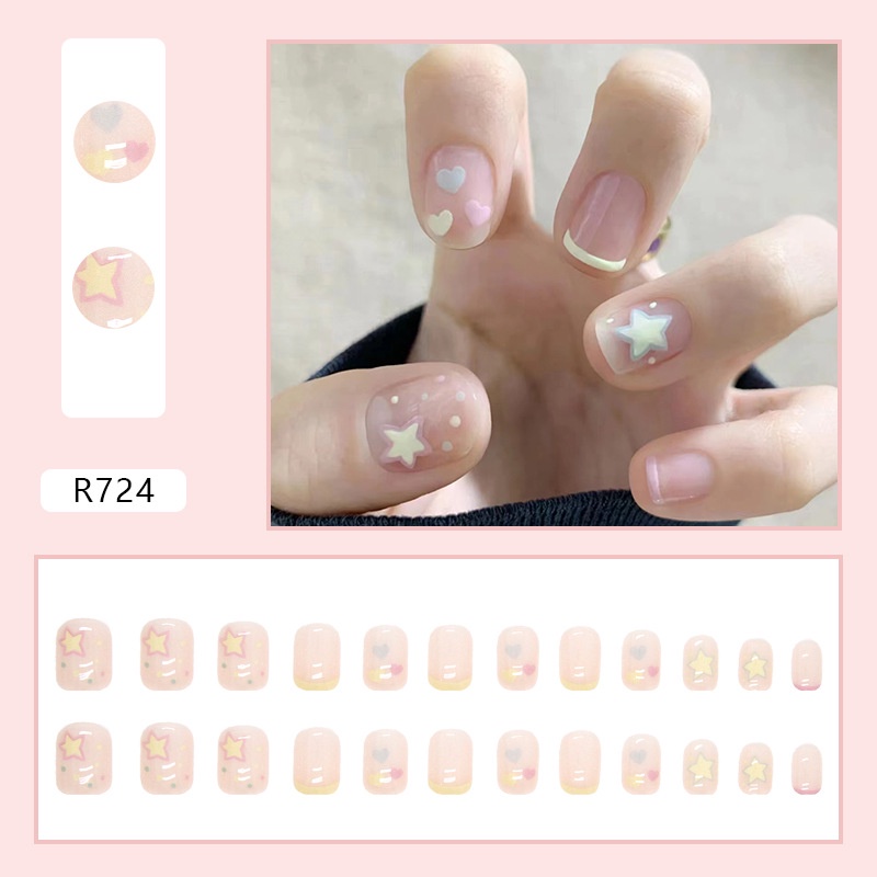 R721-r740 Full Cover Kuku Palsu Nail Art Tips Kuku Palsu Isi 24pcs/box