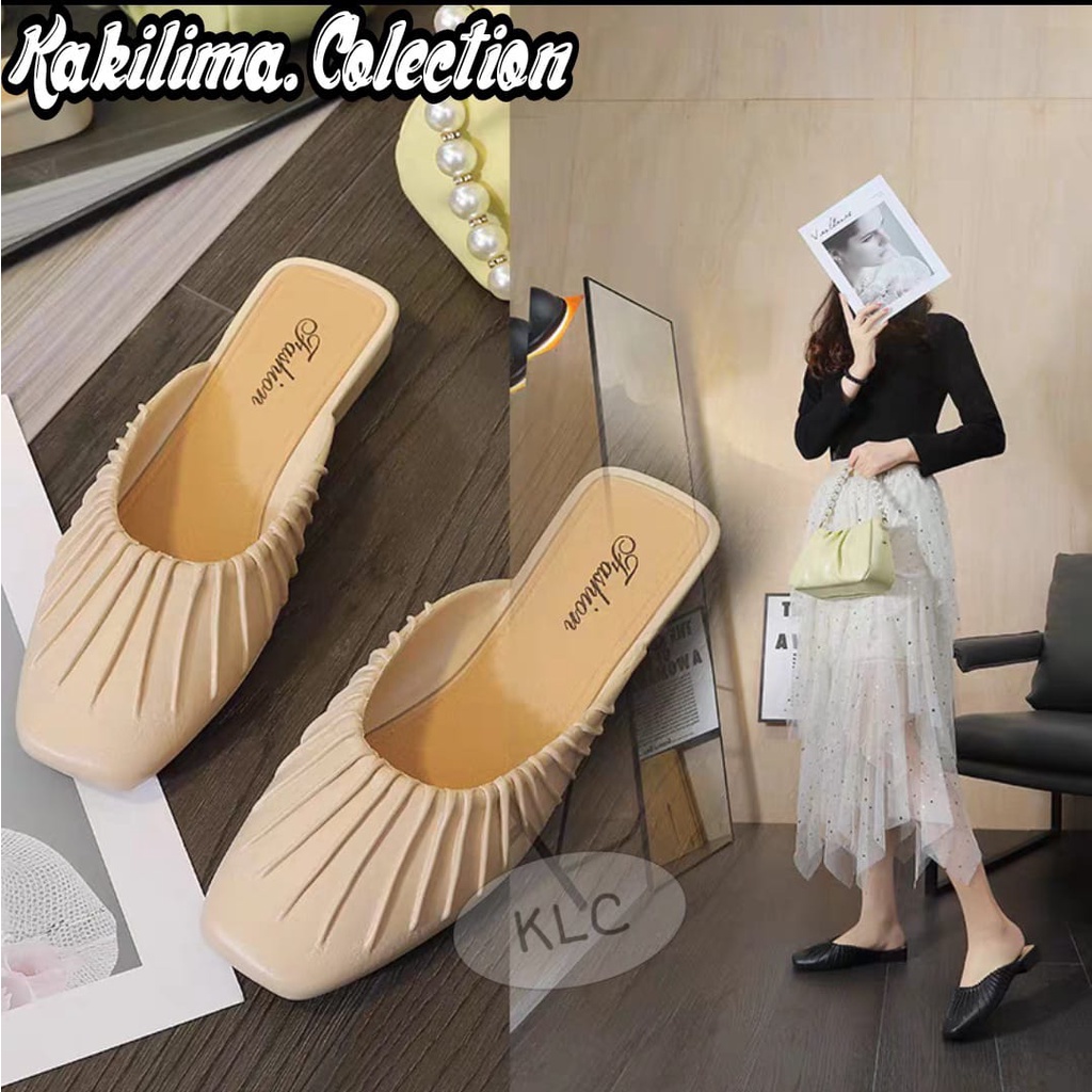 Sandal slip on wanita sandal koren karet jelly perempuan alina 2029