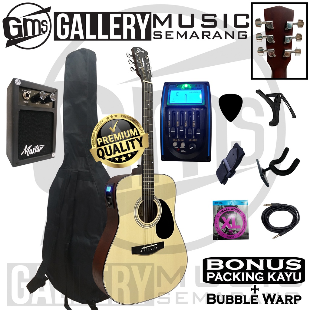 Gitar Akustik Elektrik Cort AD810 OP Custom Equalizer Tuner LC Prener Paket Super Komplit