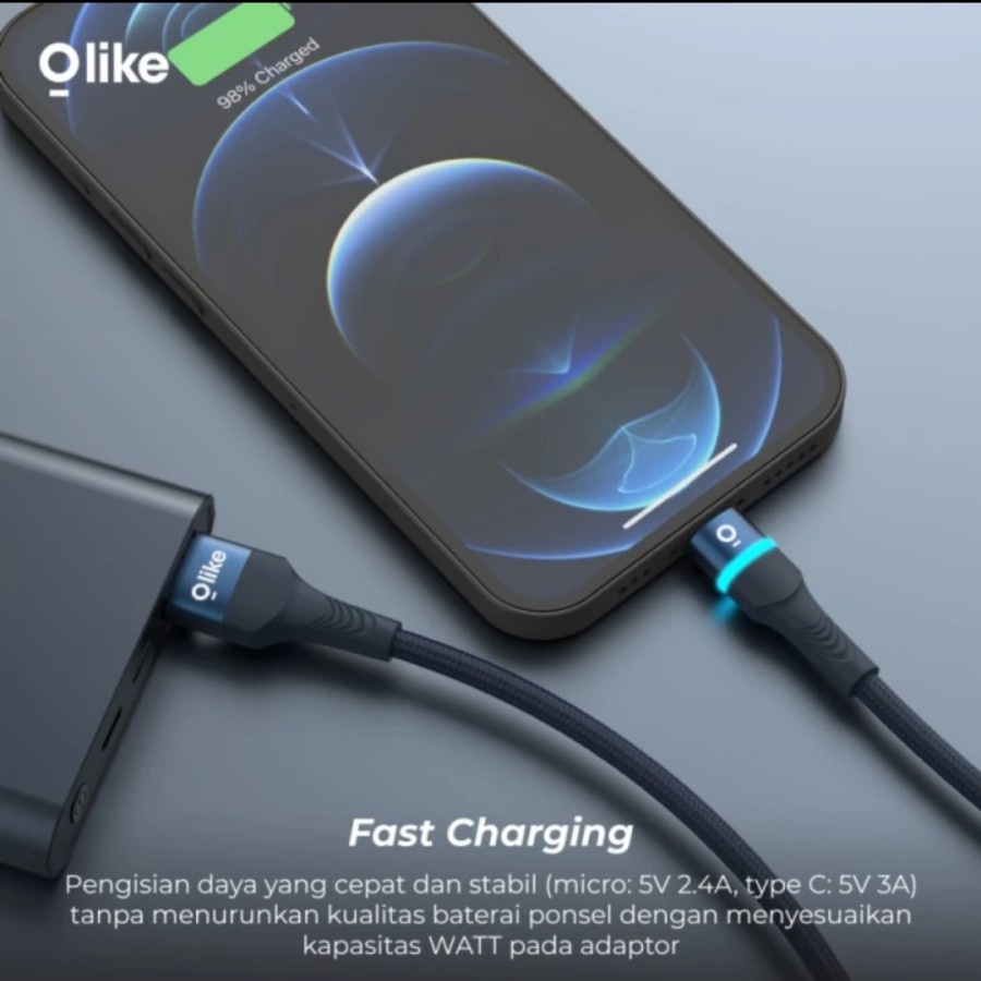 Olike Kabel Data Micro LED Fast Charging 2.4A D101M